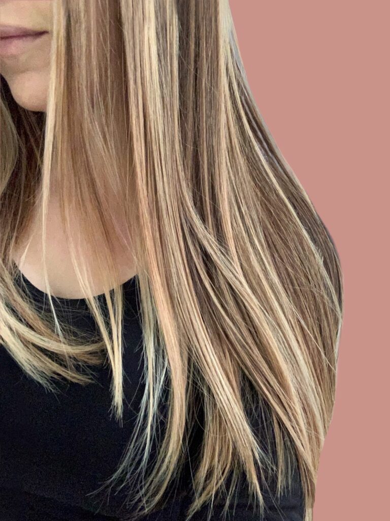 Long highlighted hair
